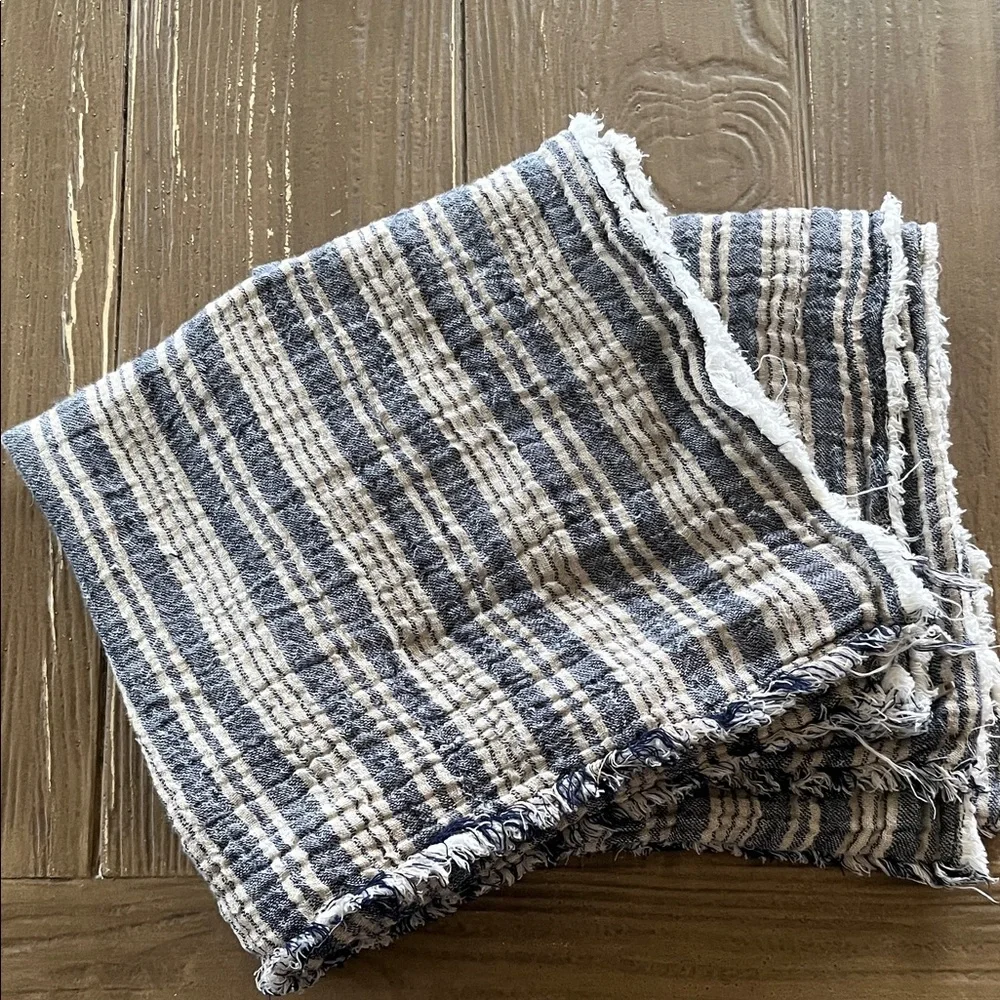 Crate & Barrel Striped Blue and Tan 23x23 Pillow Covers